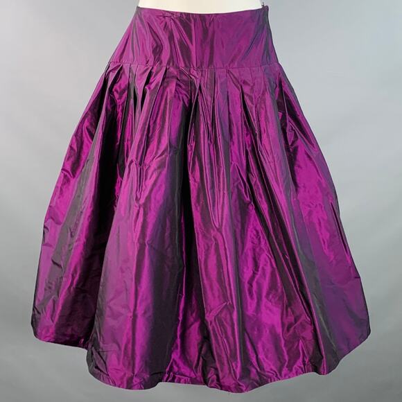 Vintage Dresses & Skirts - VINTAGE Size S Purple Taffeta Tulle Petticoat Pleated Midi Skirt